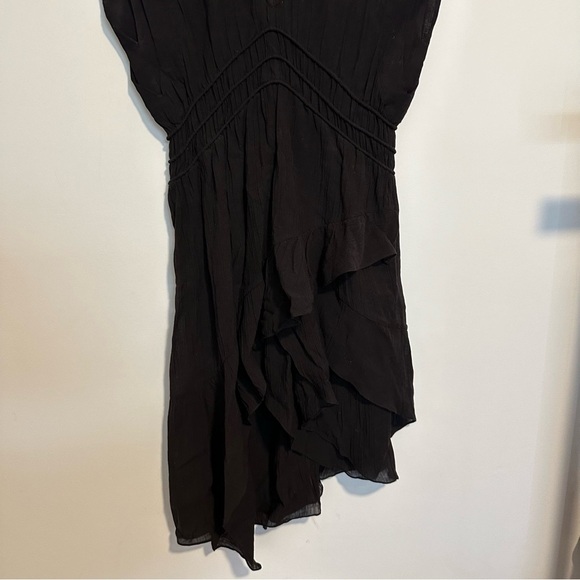 IRO PARIS Foroura black Gauze Asymmetrical Tiered Hi-Lo dress - Picture 10 of 10